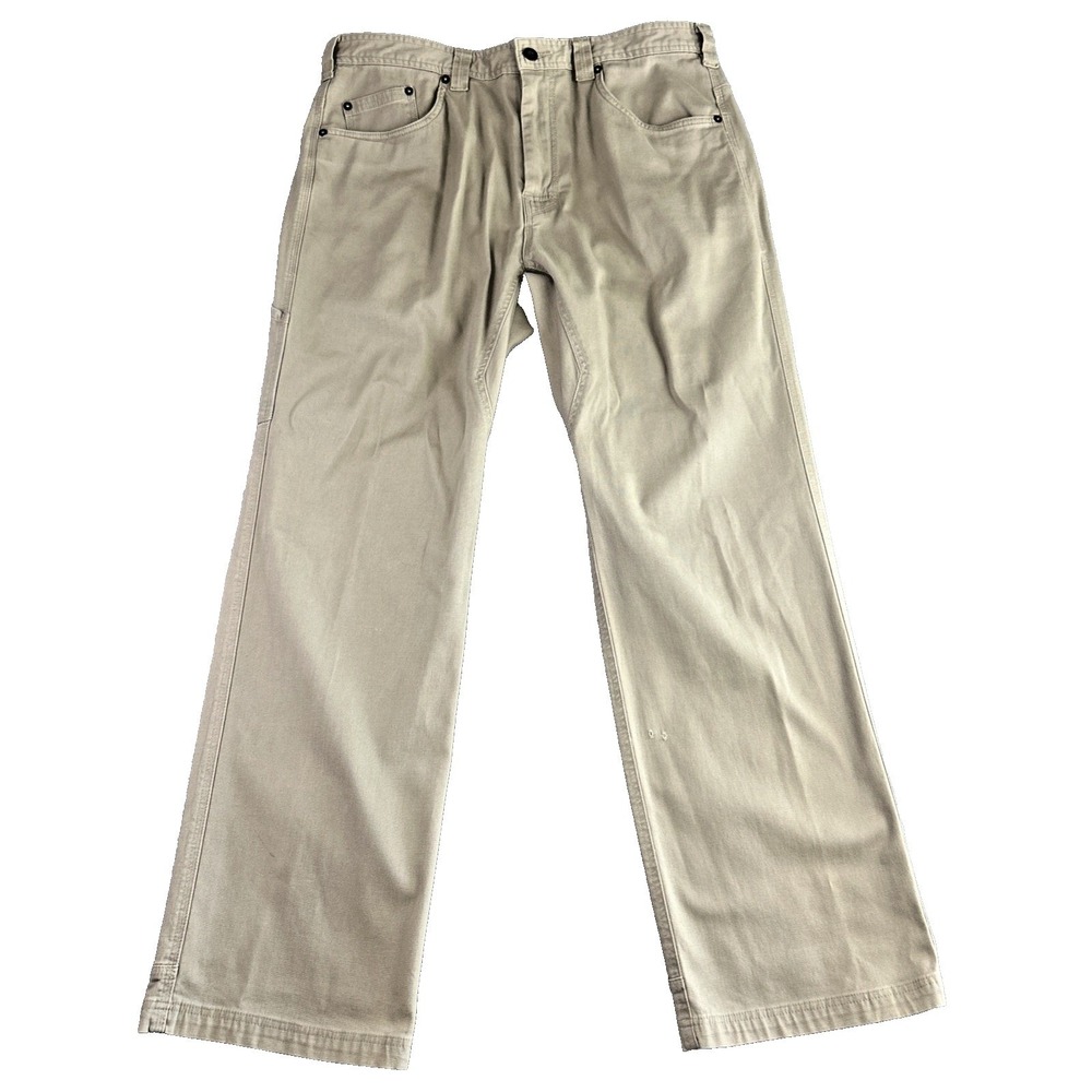 Prana Breathe 36 X 32 Khaki Jeans Pants Carpenter Utility Relaxed Fit‎ Outdoor